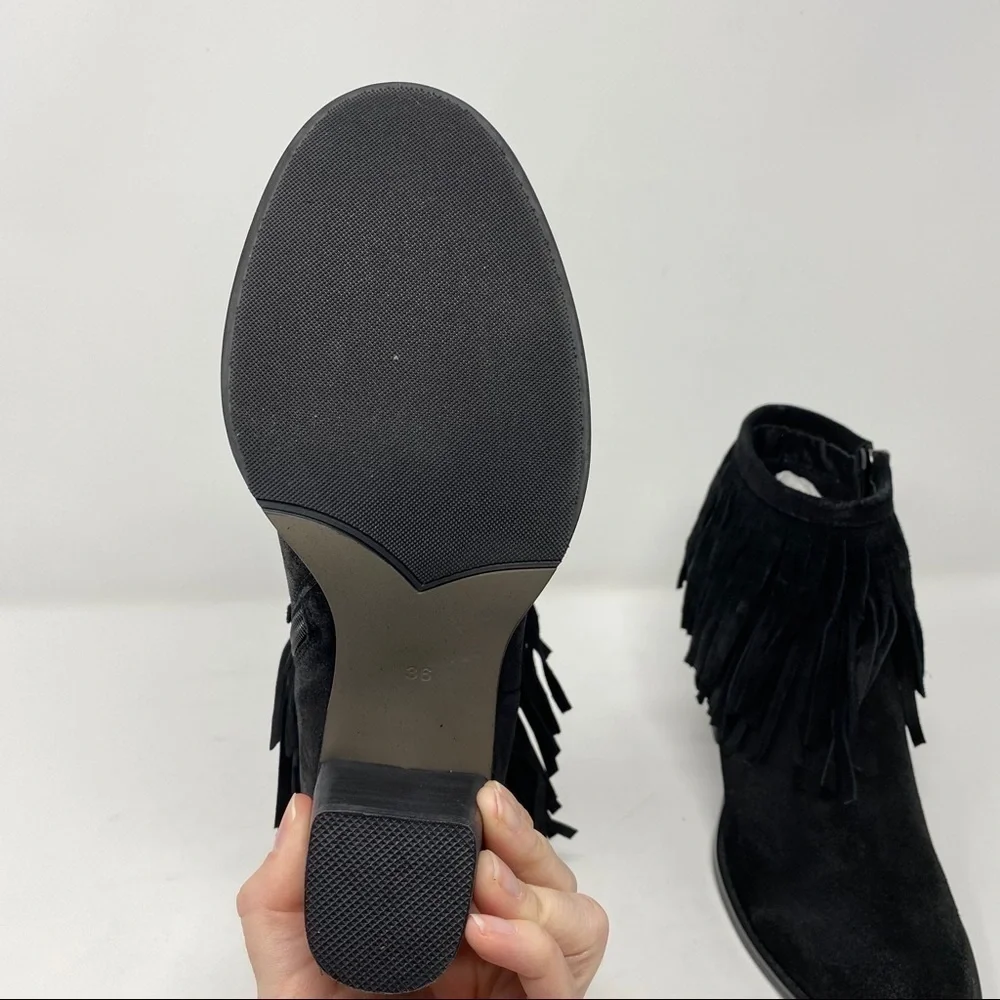 Azura Spring Step Bernat Black suede fringe boots